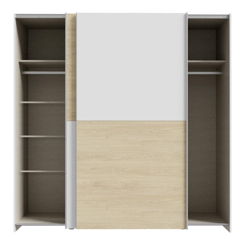 Wardrobe Jolite pakoworld 2 doors with shelves white-oak melamine 190x61x190.5cm