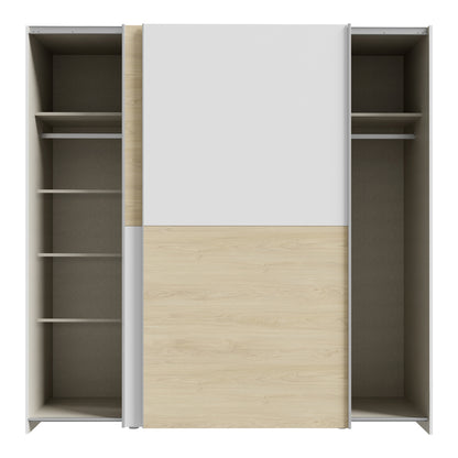 Wardrobe Jolite pakoworld 2 doors with shelves white-oak melamine 190x61x190.5cm