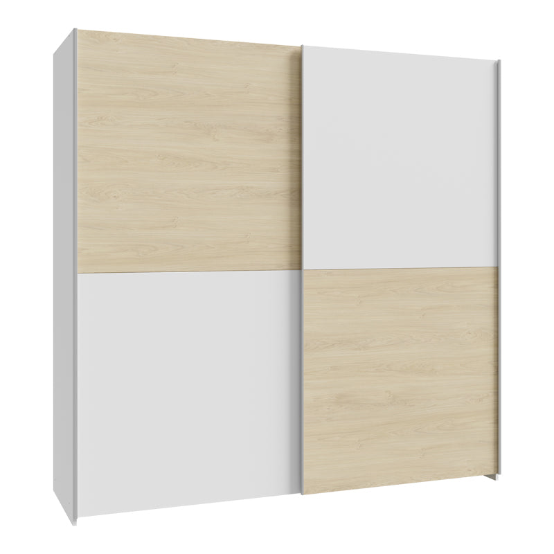 Wardrobe Jolite pakoworld 2 doors with shelves white-oak melamine 190x61x190.5cm