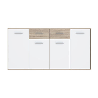 Drepen pakoworld melamine buffet in white and sonoma color 162.3x34.2x81.7cm