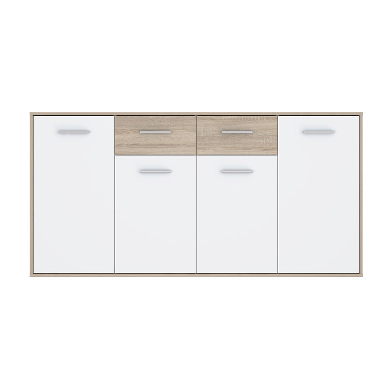 Drepen pakoworld melamine buffet in white and sonoma color 162.3x34.2x81.7cm