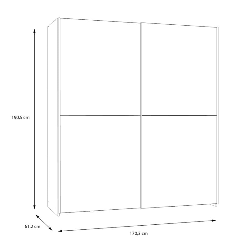 Wardrobe Noez I 2 doors with shelves in white color 170.5x61x190.5cm