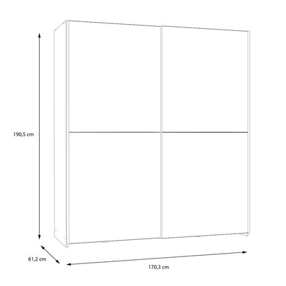 Wardrobe Noez I 2 doors with shelves in white color 170.5x61x190.5cm