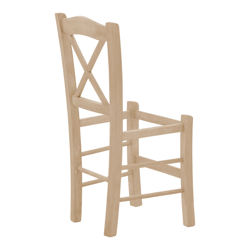 Coffee shop chair Seimi pakoworld criss cross unpainted wood 42x40x89cm