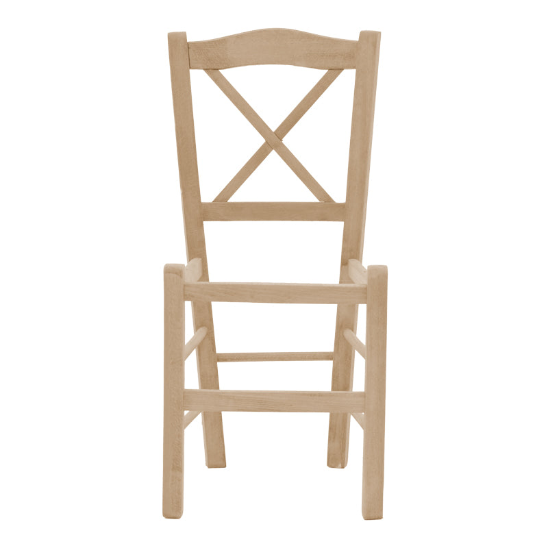 Coffee shop chair Seimi pakoworld criss cross unpainted wood 42x40x89cm