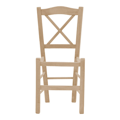 Coffee shop chair Seimi pakoworld criss cross unpainted wood 42x40x89cm