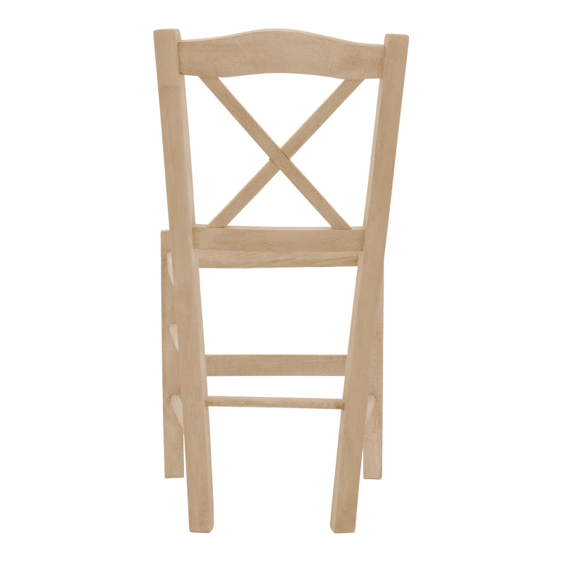 Coffee shop chair Seimi pakoworld criss cross unpainted wood 42x40x89cm