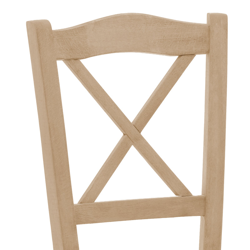 Coffee shop chair Seimi pakoworld criss cross unpainted wood 42x40x89cm