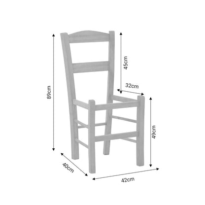 Coffee shop nice chair Syros pakoworld unpainted wood 42x40x89cm