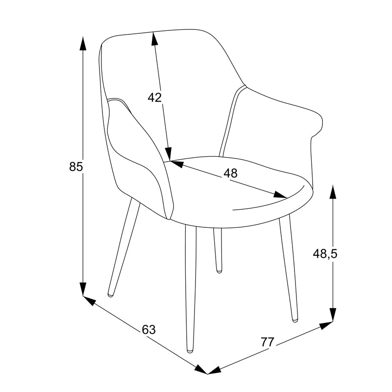 Armchair Parsow pakoworld light grey fabric-black metal leg 77x63x85cm