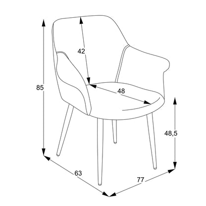 Armchair Parsow pakoworld light grey fabric-black metal leg 77x63x85cm