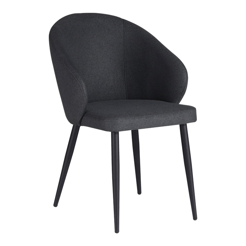 Armchair Patya pakoworld dark grey fabric- black metal leg 56x61x82cm