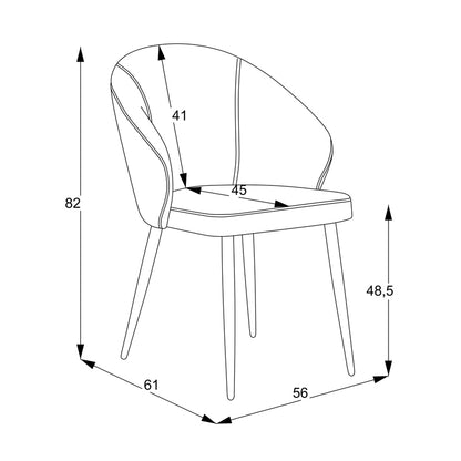 Armchair Patya pakoworld cream fabric- black metal leg 56x61x82cm