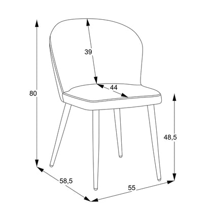 Chair Piyan pakoworld anthracite fabric- black metal leg 55x58.5x80cm