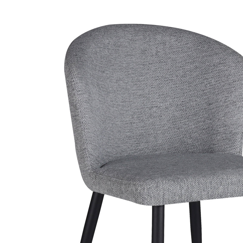 Chair Piyan pakoworld light grey fabric- black metal leg 55x58.5x80cm