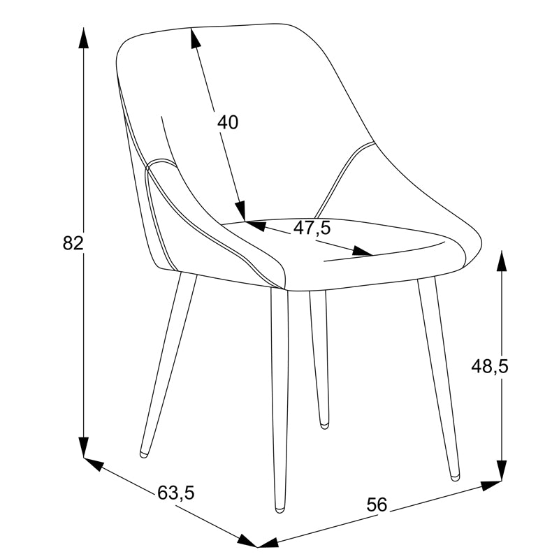 Chair Loukrizia pakoworld beige fabric-black metal leg 56x63.5x82cm