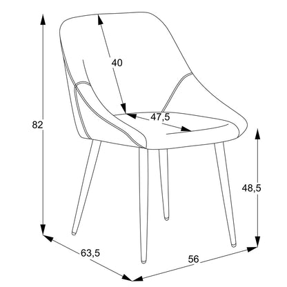 Chair Loukrizia pakoworld beige fabric-black metal leg 56x63.5x82cm