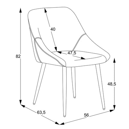 Chair Loukrizia pakoworld anthracite fabric-black metal leg 56x63.5x82cm