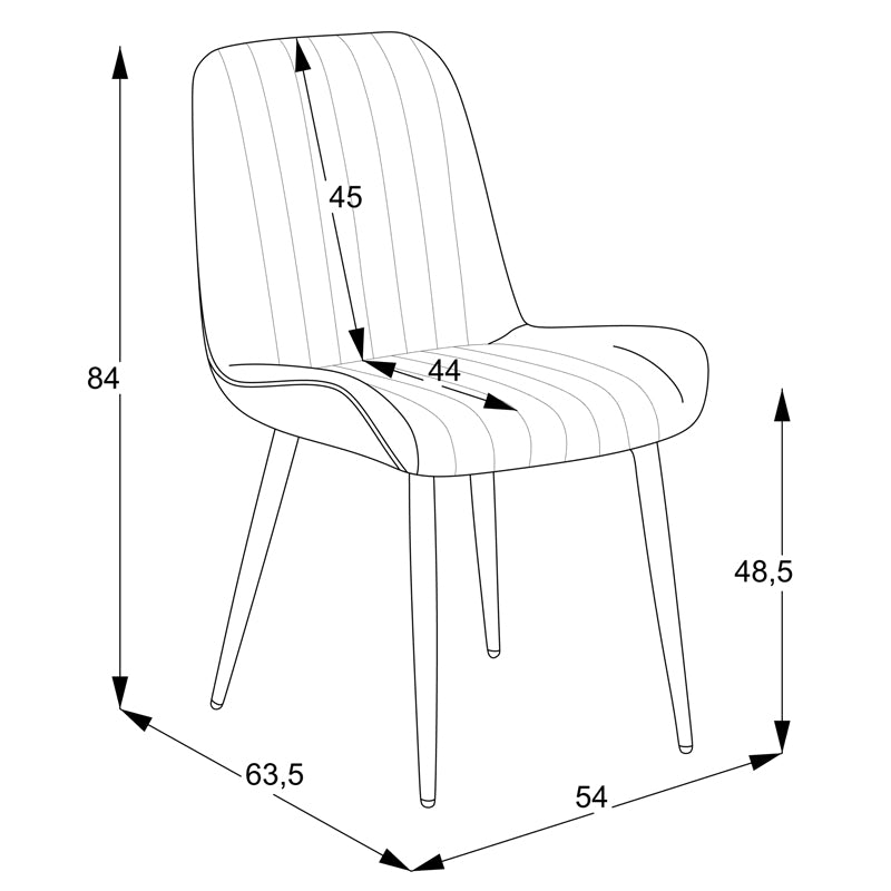 Chair Versa pakoworld ecru fabric-black metal leg 54x63.5x84cm