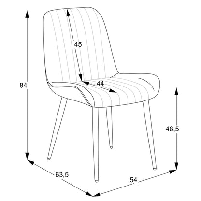 Chair Versa pakoworld ecru fabric-black metal leg 54x63.5x84cm