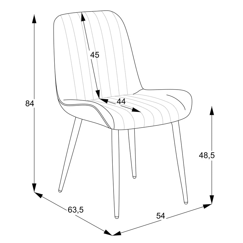 Chair Versa pakoworld  grey-blue fabric-black metal leg 54x63.5x84cm