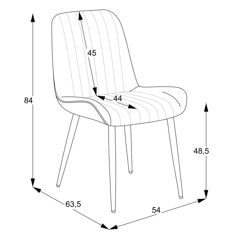 Chair Versa pakoworld  anthracite fabric-black metal leg 54x63.5x84cm