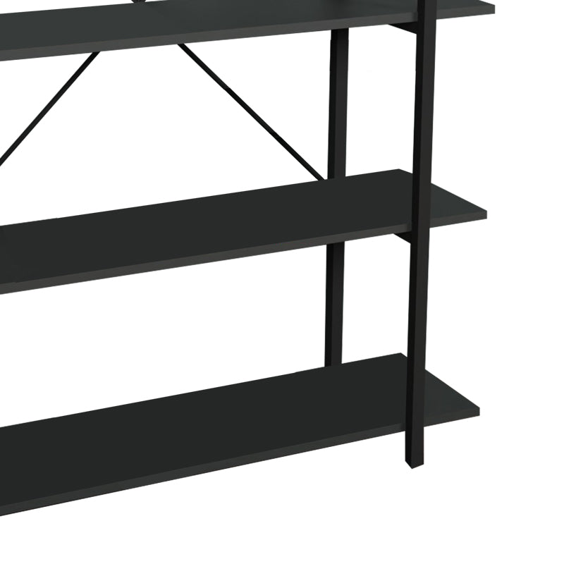 Bookcase Reson pakoworld anthracitemelamine-black metal 120x34x180cm