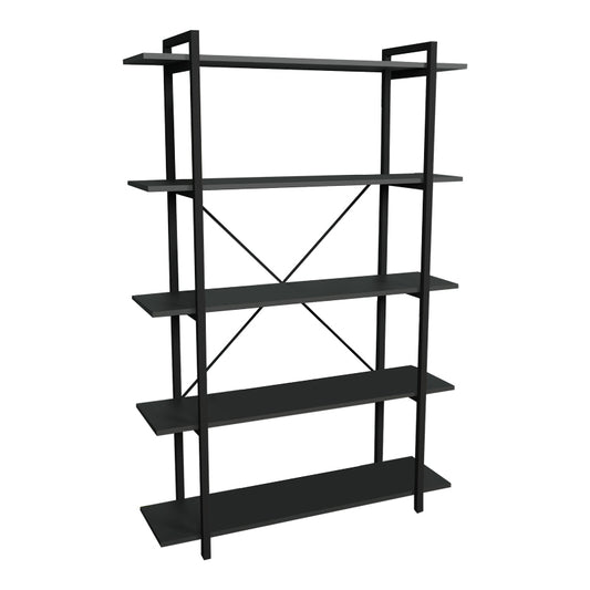 Bookcase Reson pakoworld anthracitemelamine-black metal 120x34x180cm