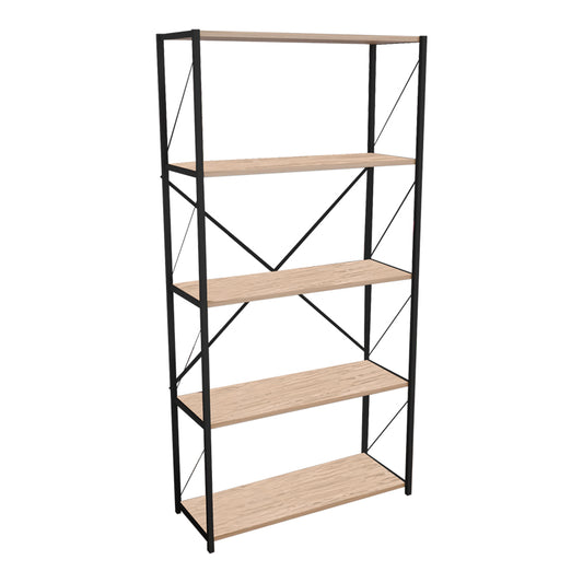 Bookcase Tikilmo pakoworld oak melamie-black metal 88x34x180cm