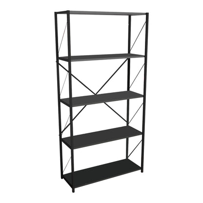 Bookcase Tikilmo pakoworld anthracite melamine-black metal 88x34x180cm