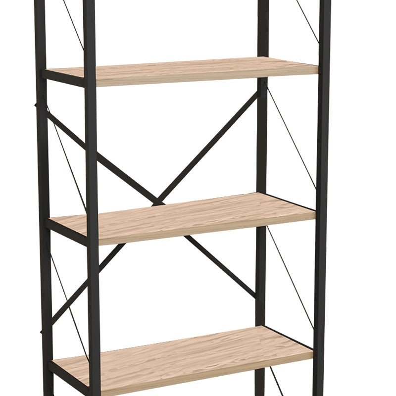 Bookcase Draizy pakoworld oak melamine-black metal 60x30x150cm