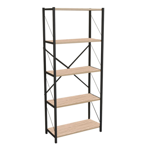 Bookcase Draizy pakoworld oak melamine-black metal 60x30x150cm