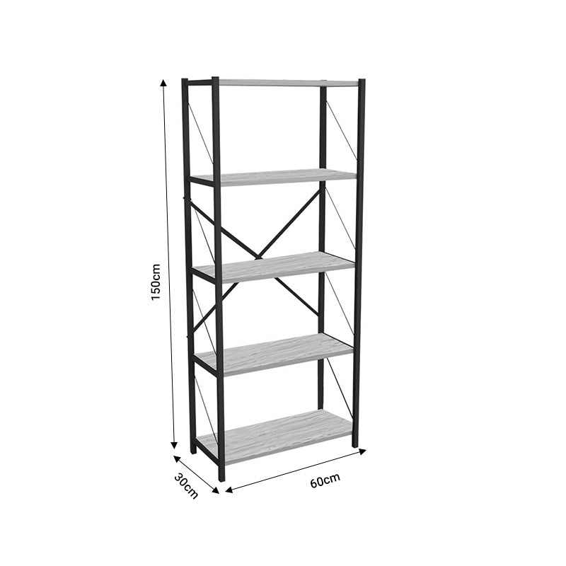 Bookcase Draizy pakoworld white melamine-black metal 60x30x150cm