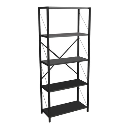 Bookcase Draizy pakoworld anthracite melamine-black metal 60x30x150cm