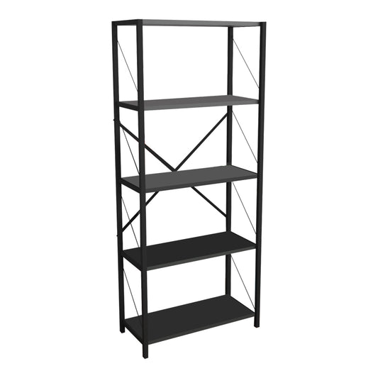 Bookcase Draizy pakoworld anthracite melamine-black metal 60x30x150cm