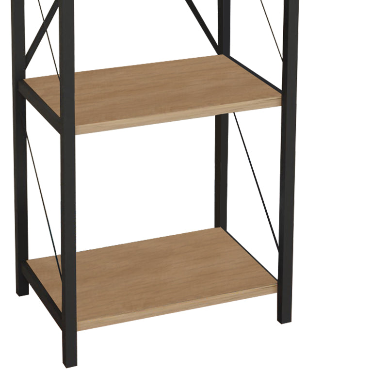 Bookcase Glase oak melamine-black metal 40x30x150cm