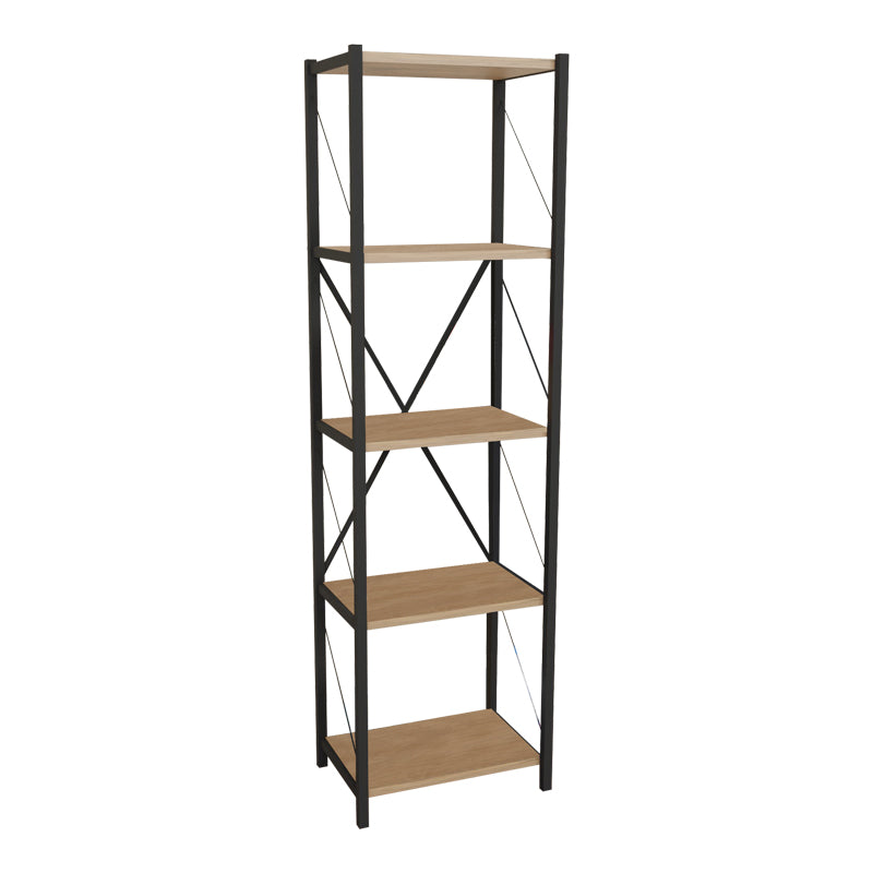 Bookcase Glase pakoworld oak melamine-black metal 40x30x150cm