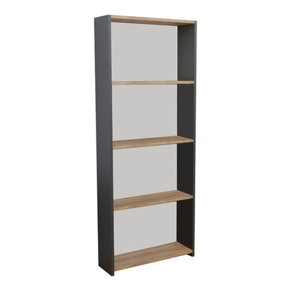 Bookcase Fren pakoworld anthracite-oak-anthracite melamine 60x19.5x170cm