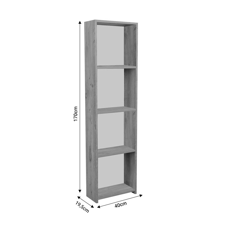 Bookcase Courtnai pakoworld oak melamine 40x19.5x170cm