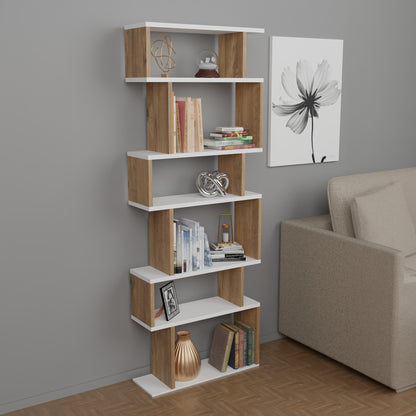 Bookcase Iolmi pakoworld oak-white melamine 60x19.5x160cm