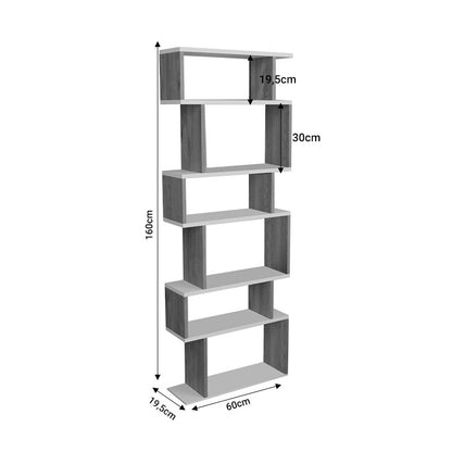 Bookcase Iolmi pakoworld oak-white melamine 60x19.5x160cm