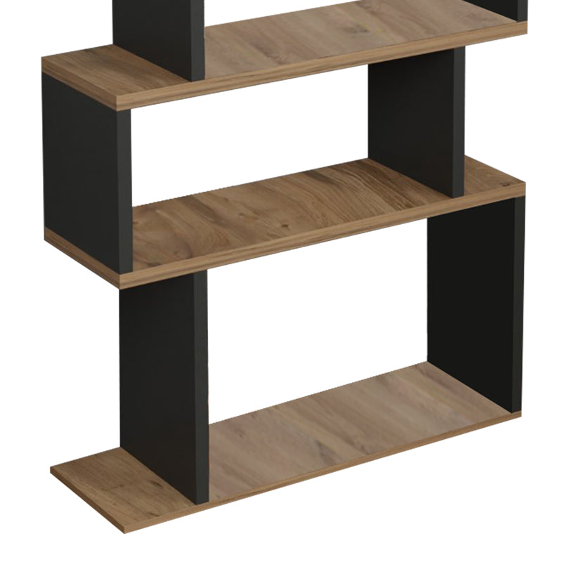 Bookcase Iolmi pakoworld anthracite-oak melamine 60x19.5x160cm