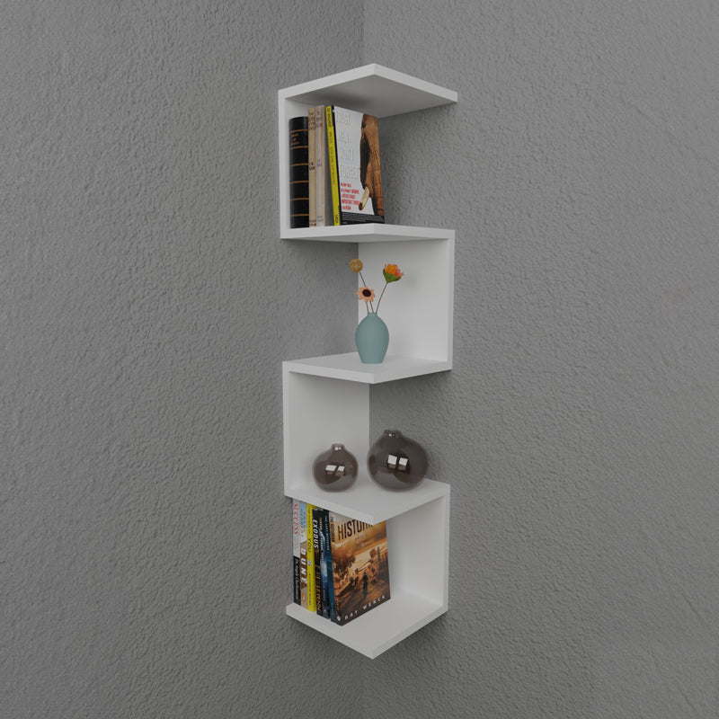 Wall shelf Zigzag white melamine 25x25x109cm