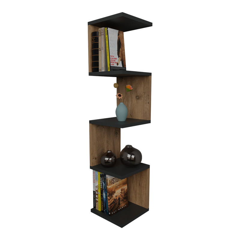 Wall shelf Zigzag oak-anthracite melamine 25x25x109cm