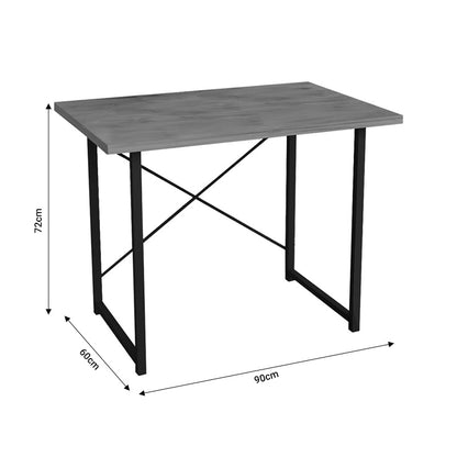 Study desk Ustando pakoworld oak melamine-black metal 90x60x72cm