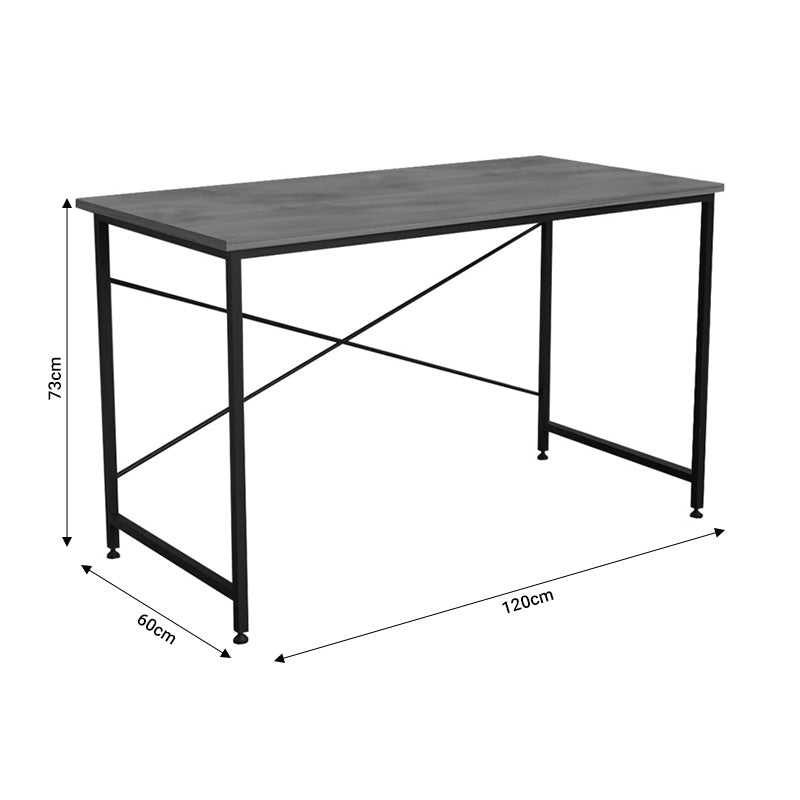 Office desk Karvem pakoworld anthracite melamine-black metal 120x60x73cm