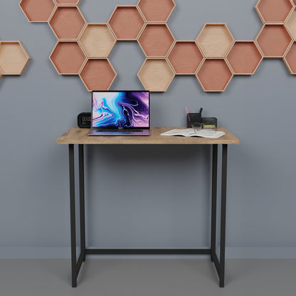 Office desk foldable Thox pakoworld oak melamine-black metal 80x50x72cm