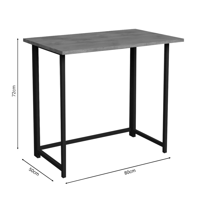 Office desk foldable Thox pakoworld oak melamine-black metal 80x50x72cm