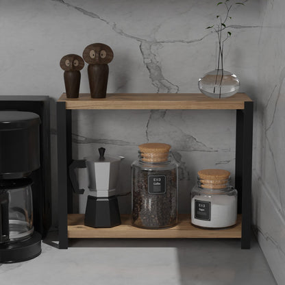 Table shelf Lerf pakoworld oak melamine-black metal 45x17x35cm