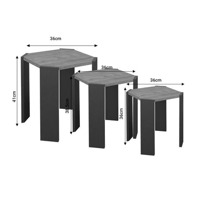 Coffee tables Baldo pakoworld 3 pcs set oak-anthracite melamine